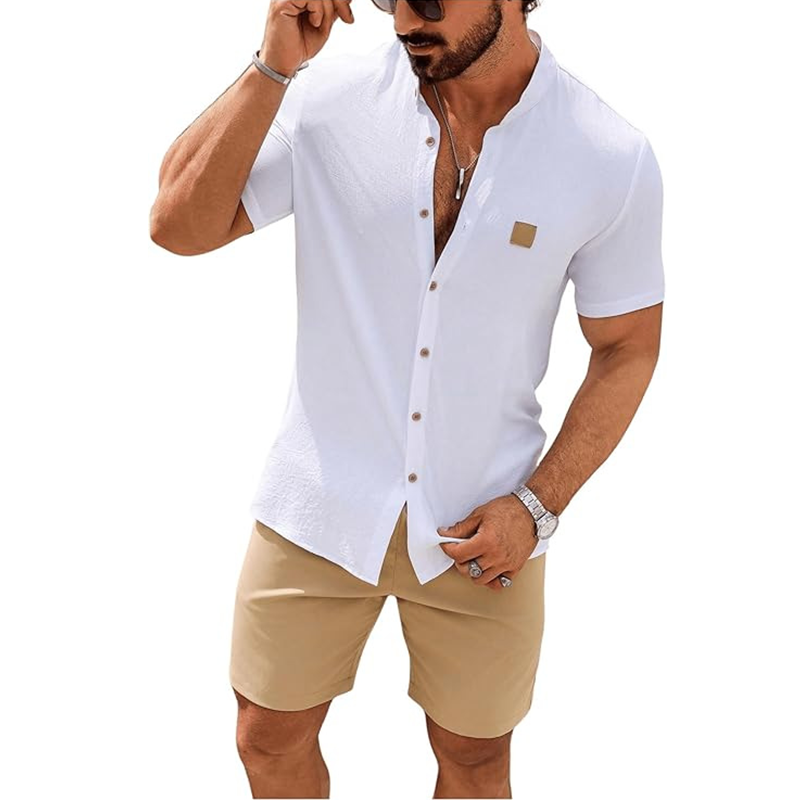 👔 FLASH SALE: 50% OFF! ☀️ Men's Summer Casual Button-Up Shirt – Stand Collar, Breathable & Relaxed Fit ✨