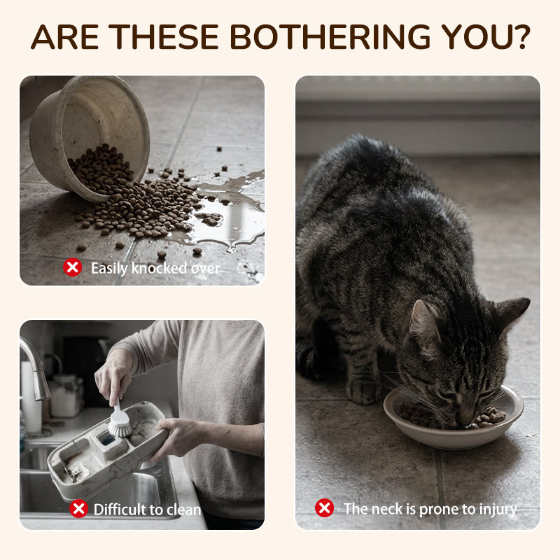 🐾Magasított etetőállvány macskáknak és kutyáknak, három tálcával – csúszásgátló és stabil🥣🍽️✨
