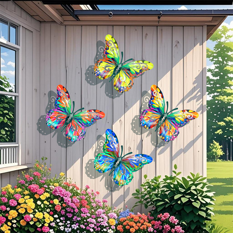🦋 Prémium fém pillangó faldekor – Időjárásálló dísz kertbe, teraszra és erkélyre
