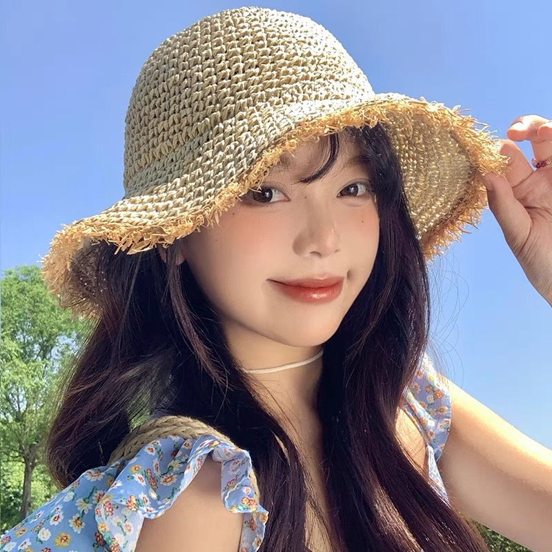 👒Női kézzel szőtt széles karimájú szalmakalap | UPF 50+ napvédelem☀️✨