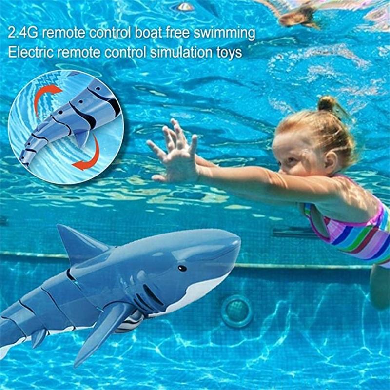 🦈 🥳 2,4 GHz-es távirányítású cápa – Több mint 50 000 eladott példány! – Sima úszás, újratölthető és strapabíró – tökéletes medencébe vagy kádba – szórakoztató vízi kaland 🌊