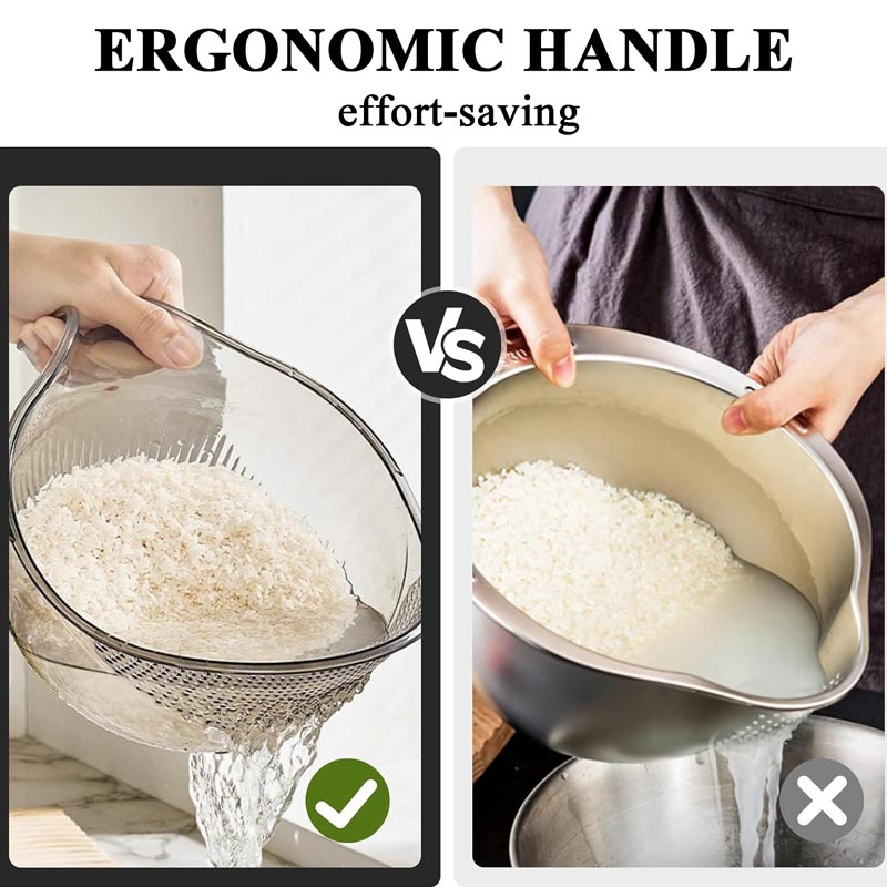 🍚🥣 Többcélú fogantyúval ellátott rizsmosó tál-szűrő
