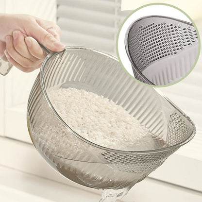🍚🥣 Többcélú fogantyúval ellátott rizsmosó tál-szűrő