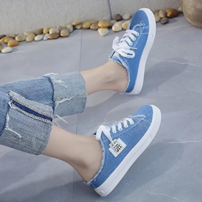 💐Női farmer anyagú slip-on papucs – kényelmes talp és laza stílus 👟☀️