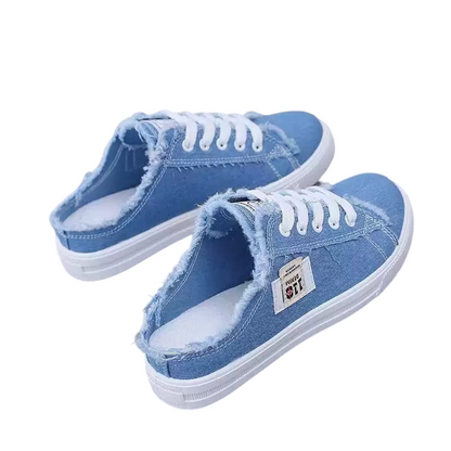 💐Női farmer anyagú slip-on papucs – kényelmes talp és laza stílus 👟☀️