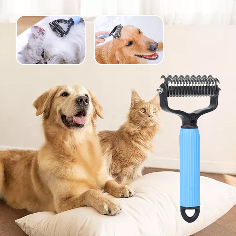 🐾 Gyengéd gubancok és kihullott szőr eltávolítása – Kétoldalas kisállat szőrápoló kefe – Utánvétes ✨