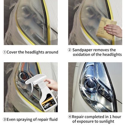 🚗✨ Fényszóró-felújító spray – eltávolítja a sárgás bevonatot és a mattodást, visszaadja a fényszórók tiszta megjelenését 💡