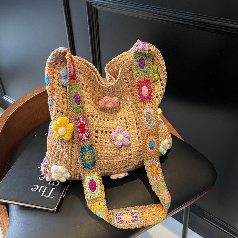 👜✨ Kézzel készített, boho stílusú horgolt válltáska nőknek – Nyári elengedhetetlen kiegészítő 🌞