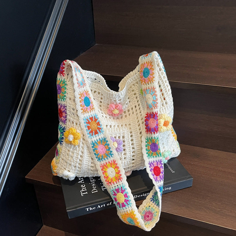 👜✨ Kézzel készített, boho stílusú horgolt válltáska nőknek – Nyári elengedhetetlen kiegészítő 🌞