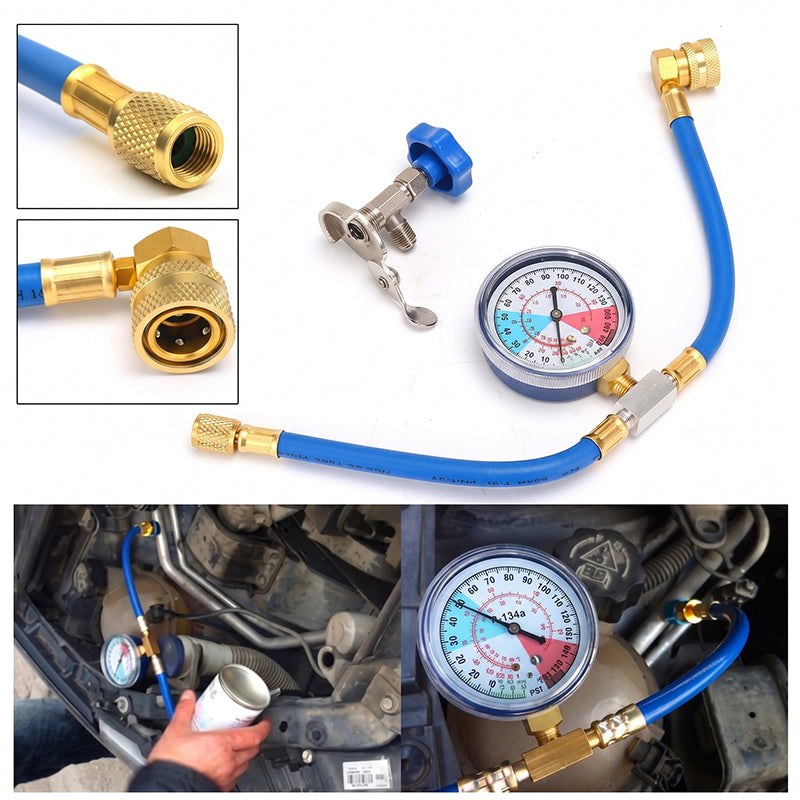 🚗🔧R134a AC hűtőközeg-töltőtömlő nyomásmérővel