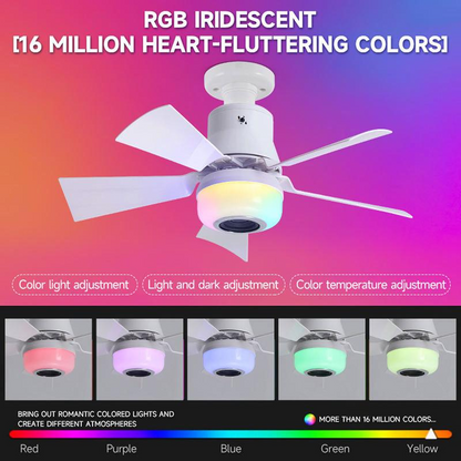 🌈Intelligens mennyezeti ventilátor világítással, RGB-vel és Bluetooth-hangszóróval💡