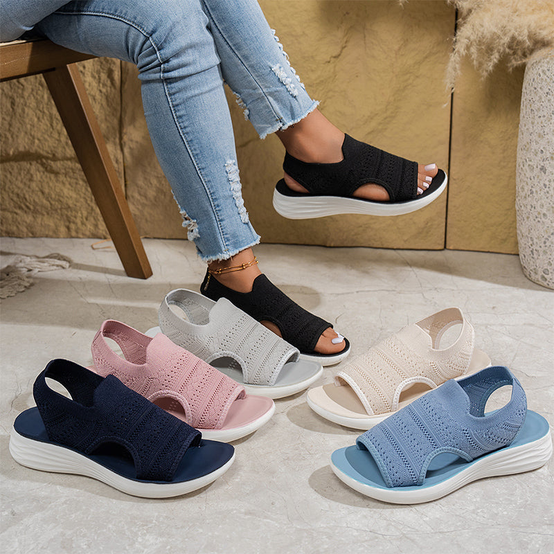 👠Női, lélegző kötött anyagból készült platform szandál ☁️