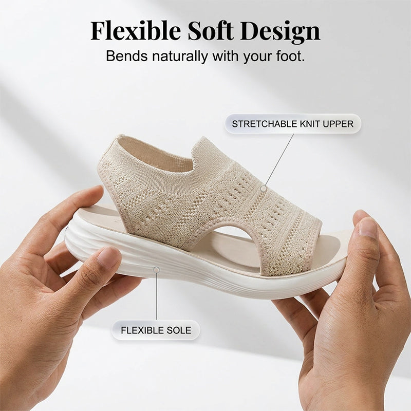 👠Női, lélegző kötött anyagból készült platform szandál ☁️