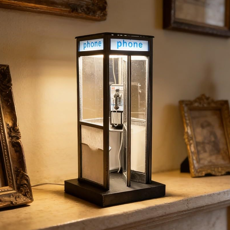 🌙💡 Retró telefonfülke LED éjjeli lámpa – Nostalgikus hangulat, meleg fény és egyedi szobadekoráció 📞✨