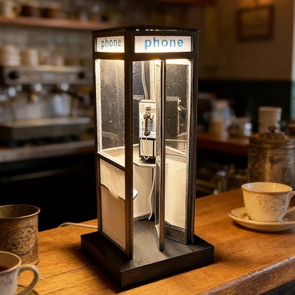 🌙💡 Retró telefonfülke LED éjjeli lámpa – Nostalgikus hangulat, meleg fény és egyedi szobadekoráció 📞✨
