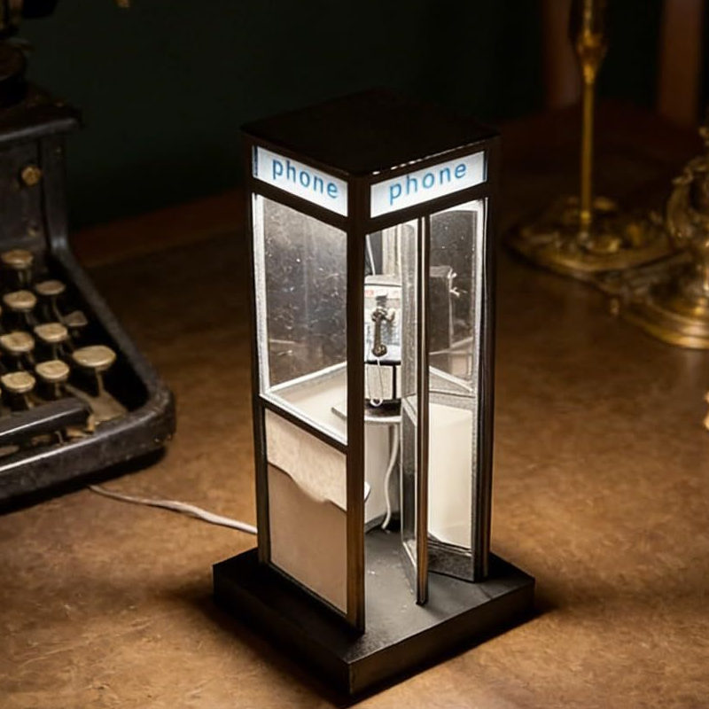 🌙💡 Retró telefonfülke LED éjjeli lámpa – Nostalgikus hangulat, meleg fény és egyedi szobadekoráció 📞✨