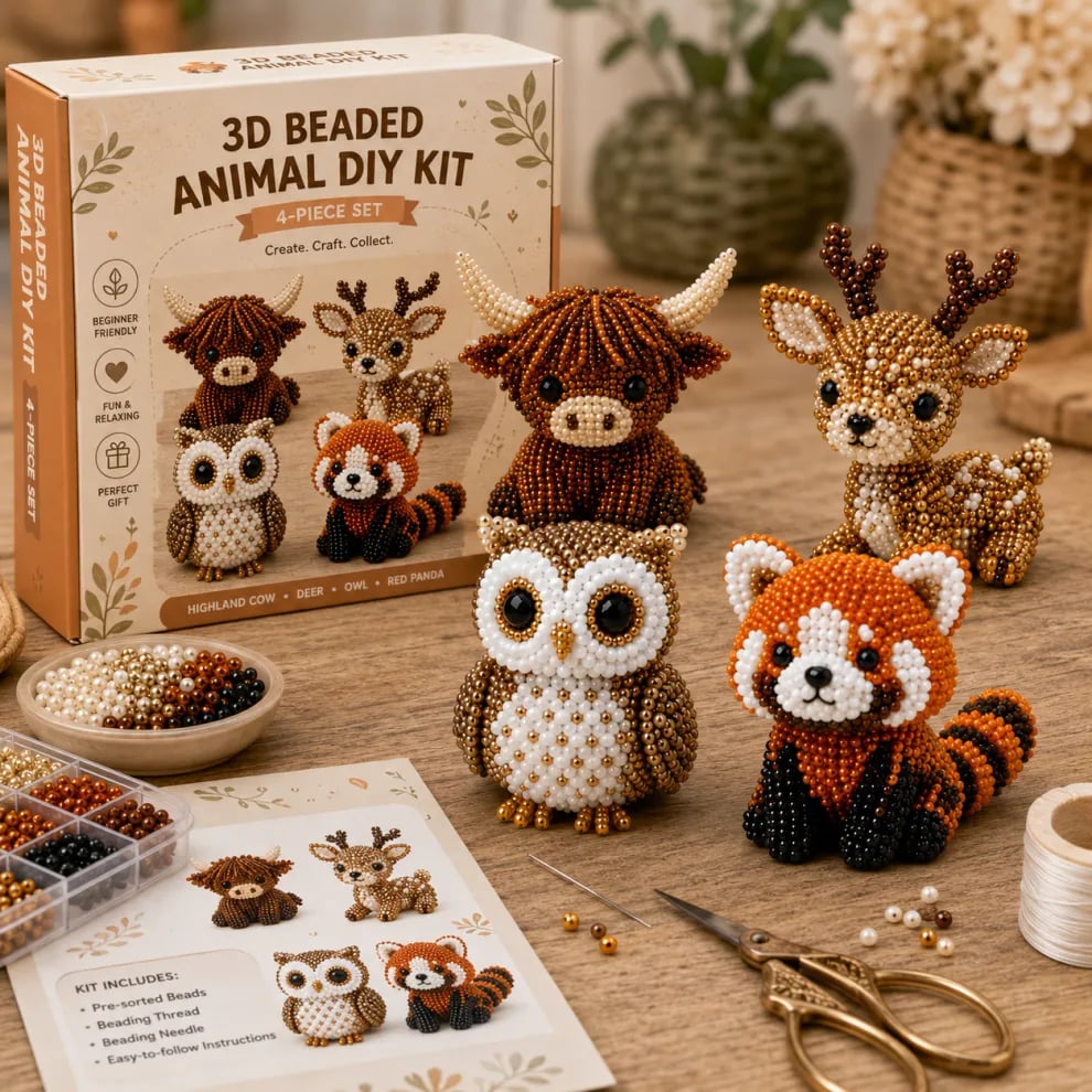 🧵 3D gyöngyfűző állatfigura készlet – lépésről lépésre, otthoni dekor – Utánvét 🧠✨