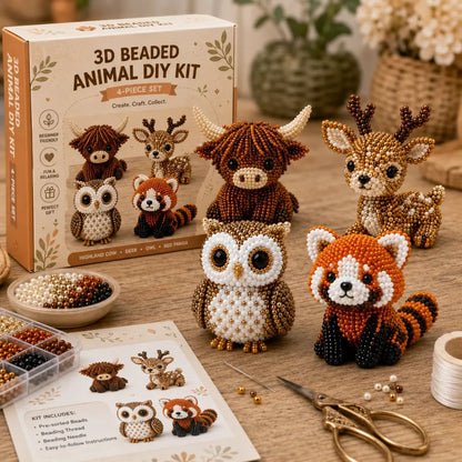 🧵 3D gyöngyfűző állatfigura készlet – lépésről lépésre, otthoni dekor – Utánvét 🧠✨