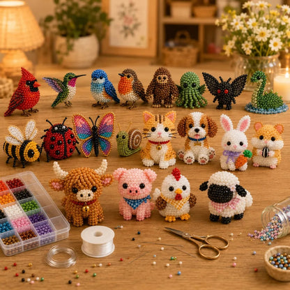 🧵 3D gyöngyfűző állatfigura készlet – lépésről lépésre, otthoni dekor – Utánvét 🧠✨