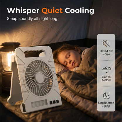 🍃Kettős teljesítményű kültéri ventilátor napelemmel és lámpával
