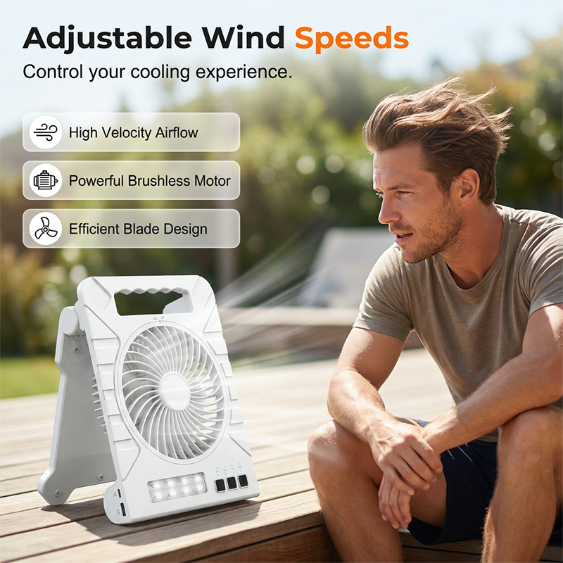 🍃Kettős teljesítményű kültéri ventilátor napelemmel és lámpával