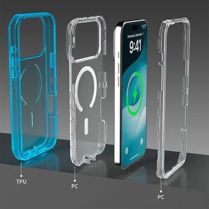 📱 Átlátszó mágneses ütésálló tok iPhone 13–17 szériához✨