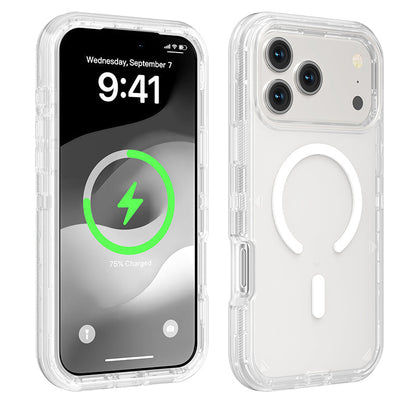 📱 Átlátszó mágneses ütésálló tok iPhone 13–17 szériához✨