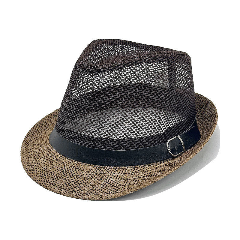 Nyári szalma fedora napellenző kalap stílusos csatpánttal🎩