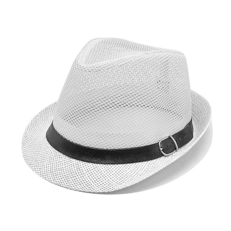 Nyári szalma fedora napellenző kalap stílusos csatpánttal🎩