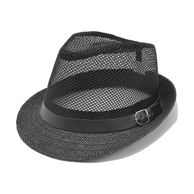 Nyári szalma fedora napellenző kalap stílusos csatpánttal🎩