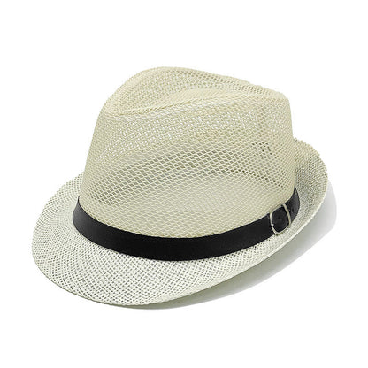 Nyári szalma fedora napellenző kalap stílusos csatpánttal🎩