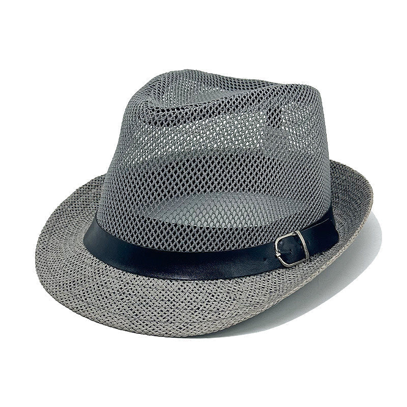Nyári szalma fedora napellenző kalap stílusos csatpánttal🎩