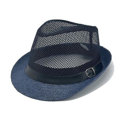 Nyári szalma fedora napellenző kalap stílusos csatpánttal🎩