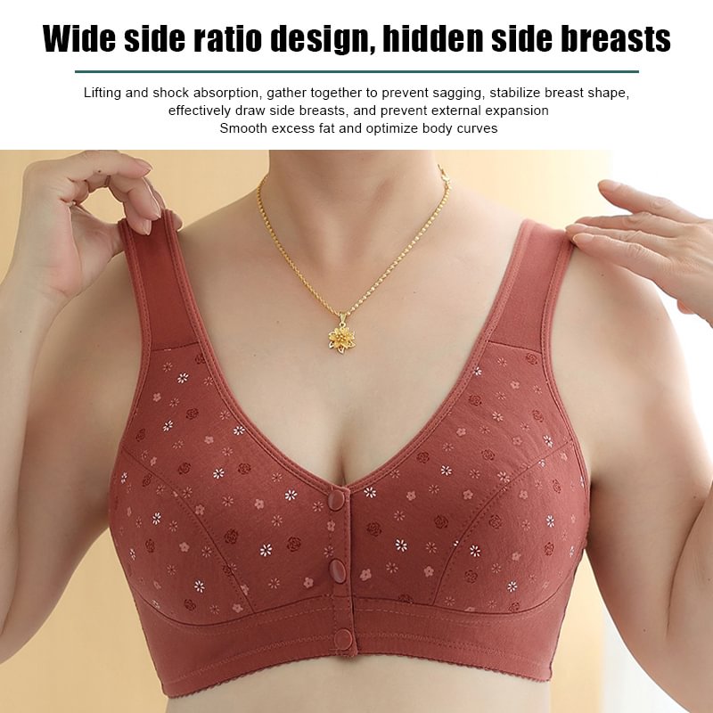 👵💖 1+1 Ingyen! Könnyen felvehető elöl kapcsos pamut melltartó – Kényelmes választás érett hölgyek számára 👙