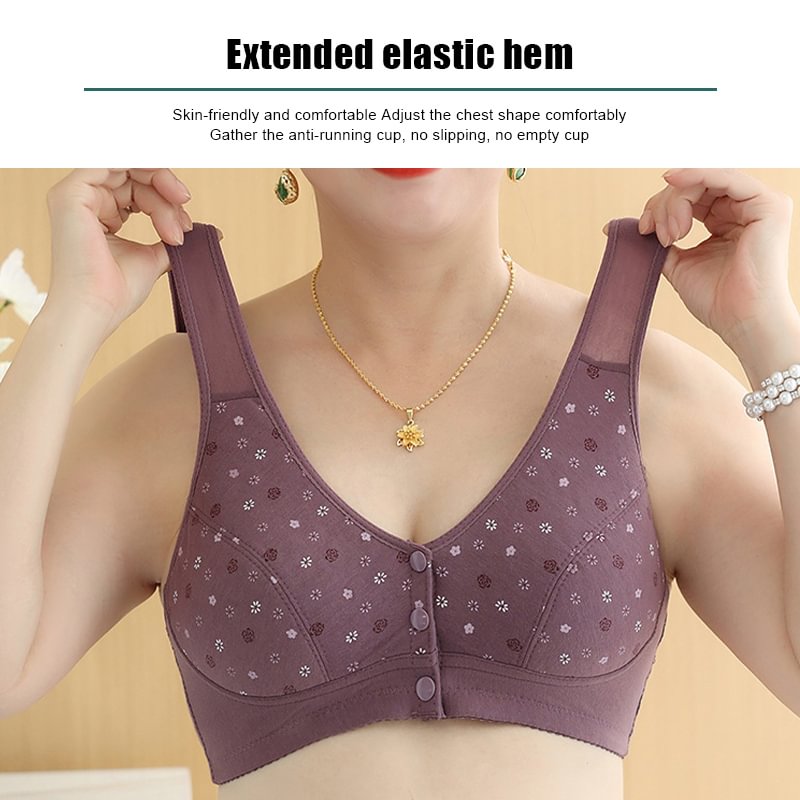 👵💖 1+1 Ingyen! Könnyen felvehető elöl kapcsos pamut melltartó – Kényelmes választás érett hölgyek számára 👙