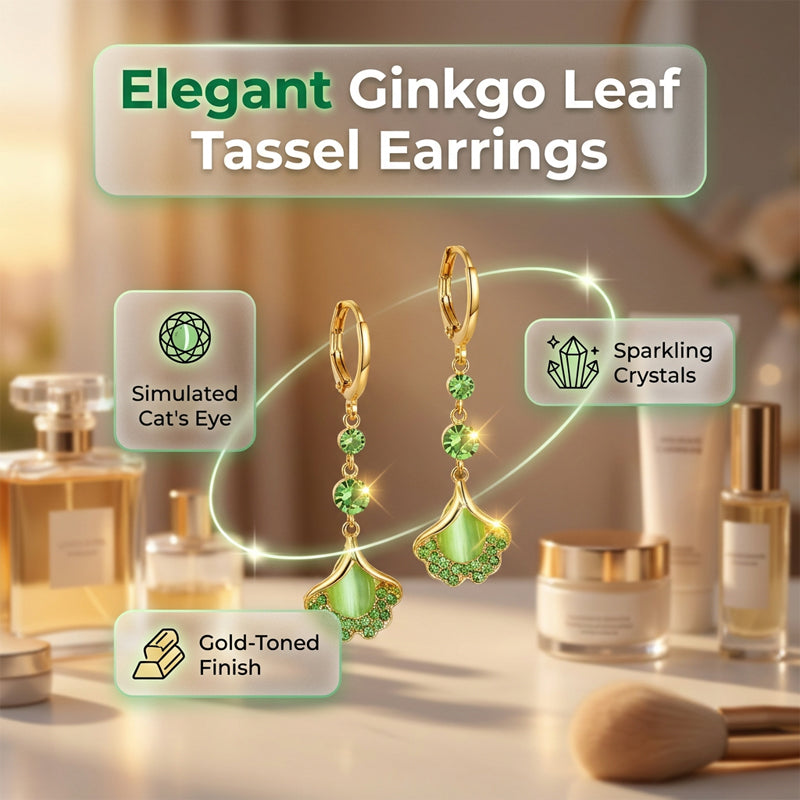 【1+1-et ingyen】Elegáns ginkgo-levél mintás rojtos fülbevalók