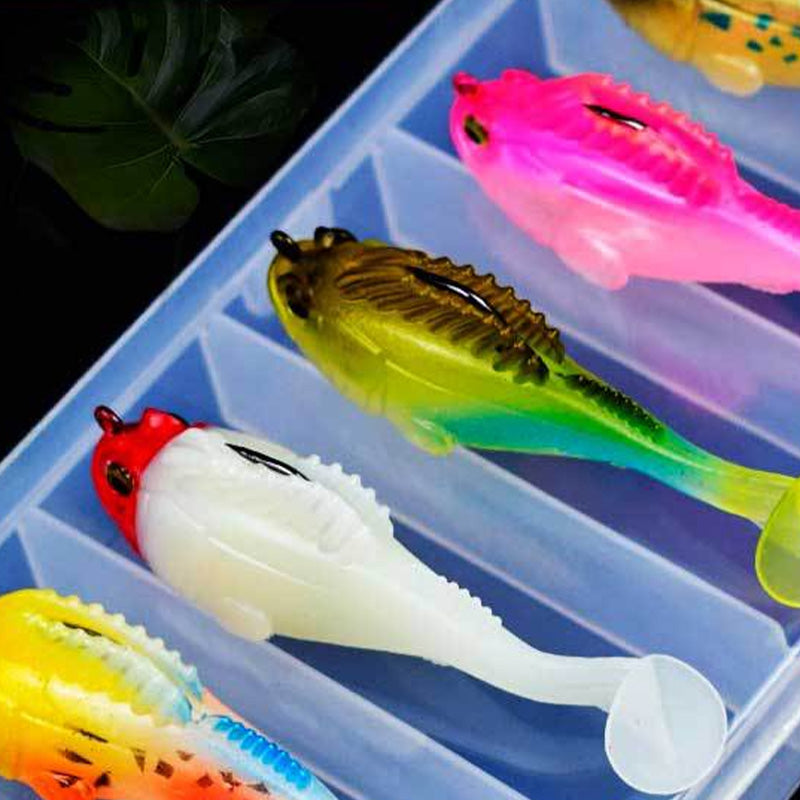 🎣✨A műcsali-mesterek ajánlása – 5 darabos T-alakú hátsó lágycsali-készlet (tárolódobozzal együtt)🦦