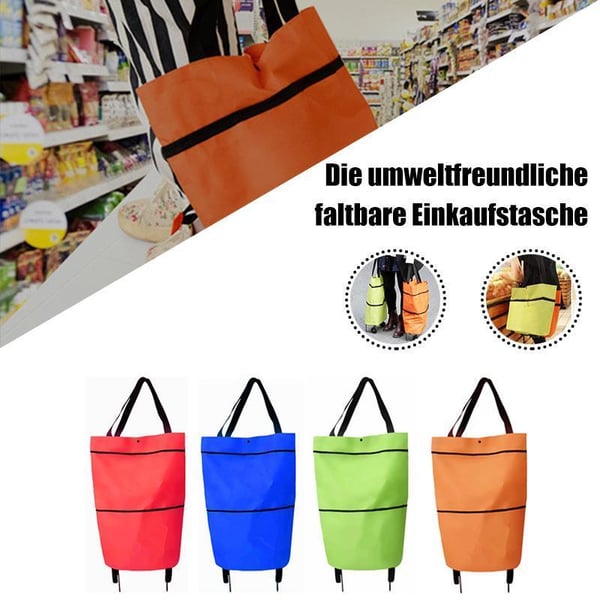 🛒✨ 2 az 1-ben Összecsukható Bevásárlókocsi – Könnyű, Strapabíró és Bárhová Magaddal Viheted