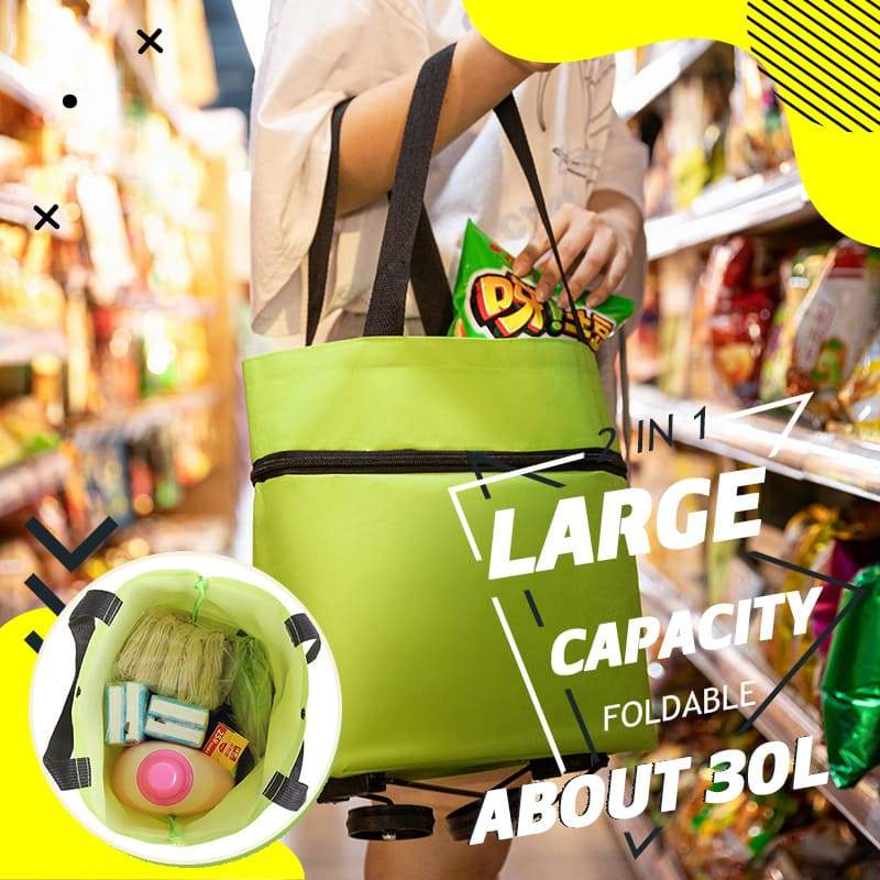 🛒✨ 2 az 1-ben Összecsukható Bevásárlókocsi – Könnyű, Strapabíró és Bárhová Magaddal Viheted