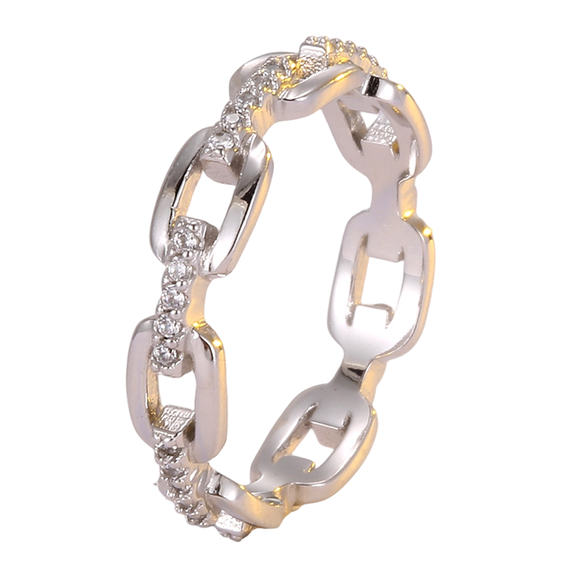 ✨💍 Elegáns láncszemes örökgyűrű – Csillogó cirkóniával, időtlen stílussal és különleges ragyogással 💎💕
