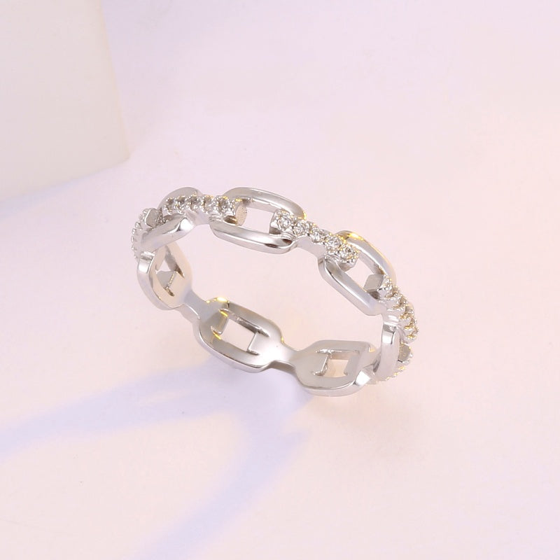 ✨💍 Elegáns láncszemes örökgyűrű – Csillogó cirkóniával, időtlen stílussal és különleges ragyogással 💎💕