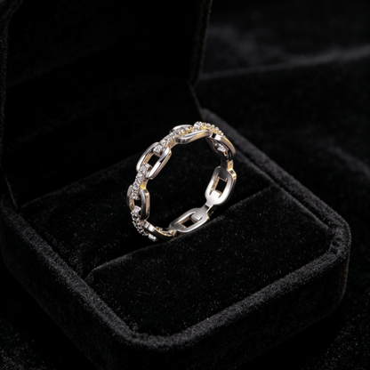 ✨💍 Elegáns láncszemes örökgyűrű – Csillogó cirkóniával, időtlen stílussal és különleges ragyogással 💎💕
