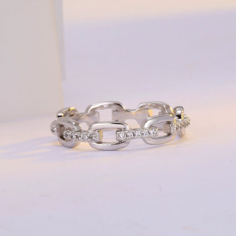 ✨💍 Elegáns láncszemes örökgyűrű – Csillogó cirkóniával, időtlen stílussal és különleges ragyogással 💎💕