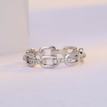 ✨💍 Elegáns láncszemes örökgyűrű – Csillogó cirkóniával, időtlen stílussal és különleges ragyogással 💎💕