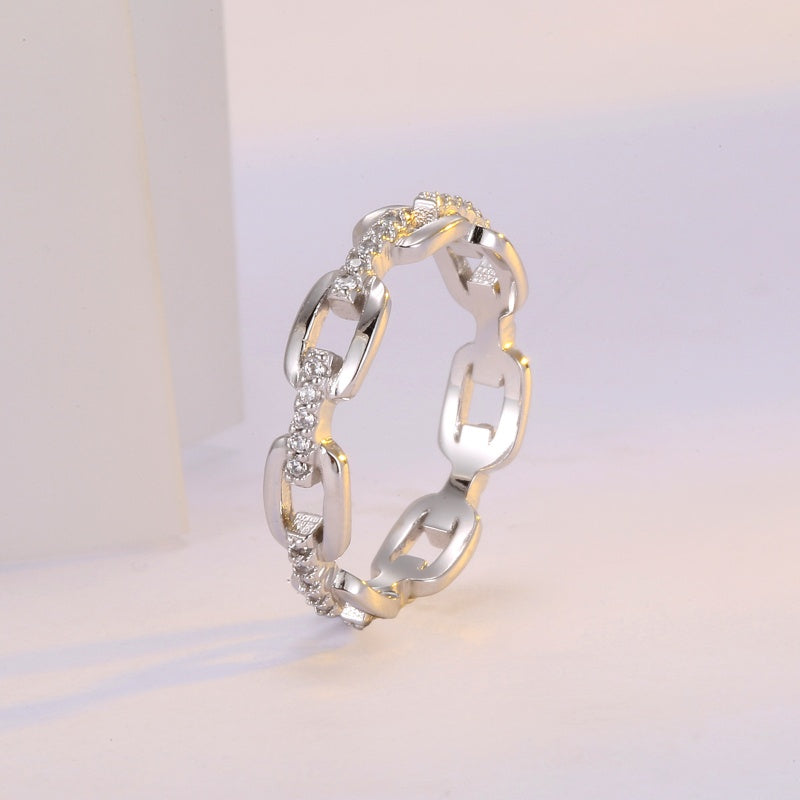 ✨💍 Elegáns láncszemes örökgyűrű – Csillogó cirkóniával, időtlen stílussal és különleges ragyogással 💎💕