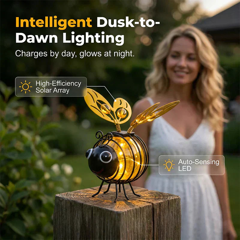 🐝 Varázsoljon bájt a kertjébe – Napelemes függő méh lámpa szív alakú szárnyakkal – Utánvétes 🌻💡