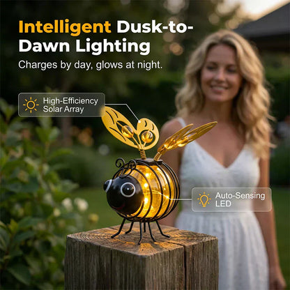 🐝 Varázsoljon bájt a kertjébe – Napelemes függő méh lámpa szív alakú szárnyakkal – Utánvétes 🌻💡