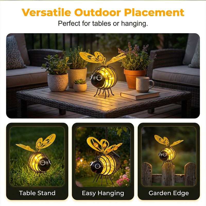 🐝 Varázsoljon bájt a kertjébe – Napelemes függő méh lámpa szív alakú szárnyakkal – Utánvétes 🌻💡