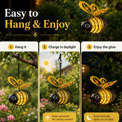 🐝 Varázsoljon bájt a kertjébe – Napelemes függő méh lámpa szív alakú szárnyakkal – Utánvétes 🌻💡