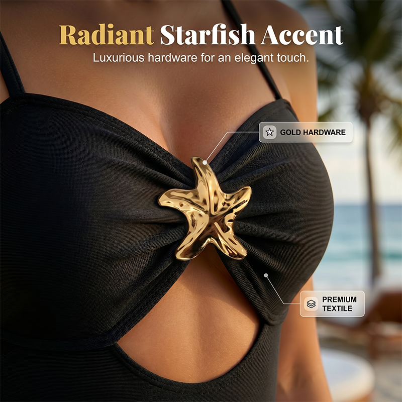 ⭐🩱Női áttört bikini-ruha, tengeri csillag díszítéssel